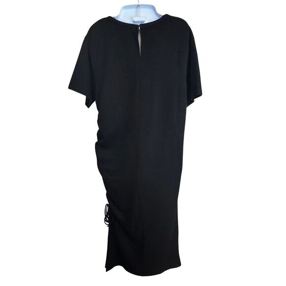 New Line & Dot Ratha Soft Knit T-Shirt Dress Ruched Side Tie Crew Neck Sz L - Picture 7 of 12